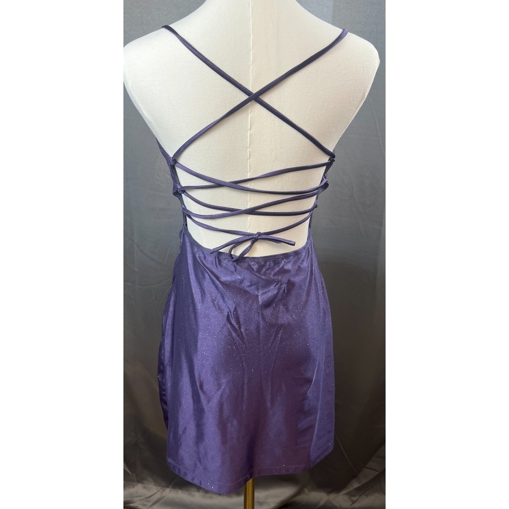 Windsor Purple Sparkle Corset Mini Bodycon Y2K Homecoming Dress Medium